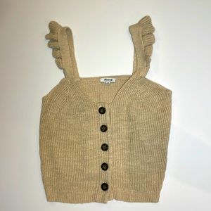 Madewell sweater tank. Ruffled shoulder. Super cute. EUC. A loose XXS.